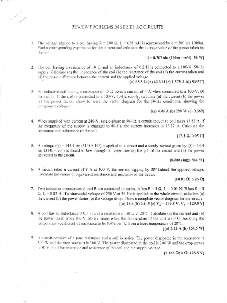 Series AC Circuit Analysis and Calculations | PDF | Inductor | Series ...