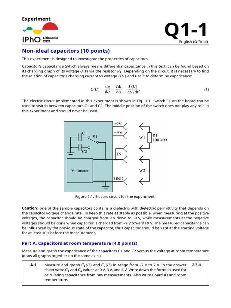 IPhO20213 E1E2 NonIdeal Capacitors, Light Emitting Diodes PDF