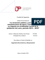 Impacto de la inversión en infraestructura de agua y saneamiento en el bienestar social