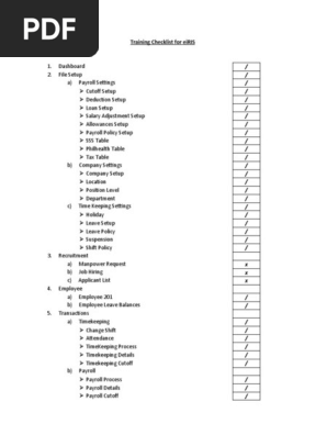 Training Checklist