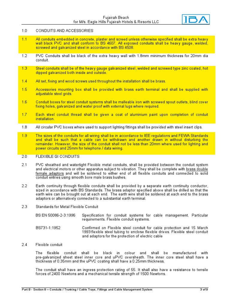 specGI Conduit & Fittings PDF Electrical Wiring Machines