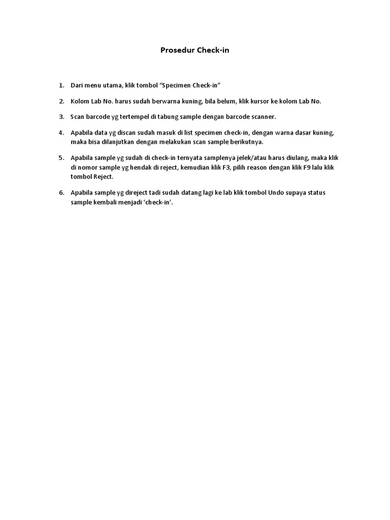 Prosedur Check-in dan Pengisian Hasil Lab | PDF | Karier & Perkembangan ...