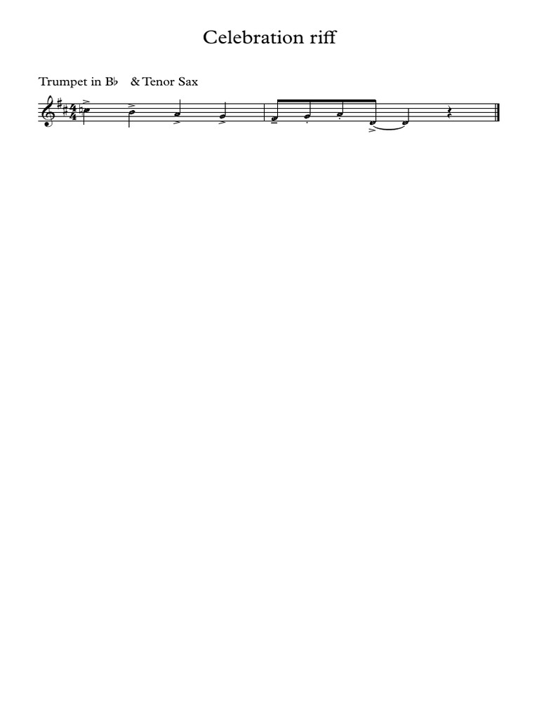 Celebration Riff Trumpet & Tenor Sax PDF