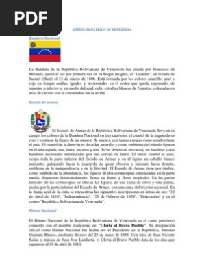 Simbolos Patrios De Venezuela Simbolos Nacionales Los Simbolos