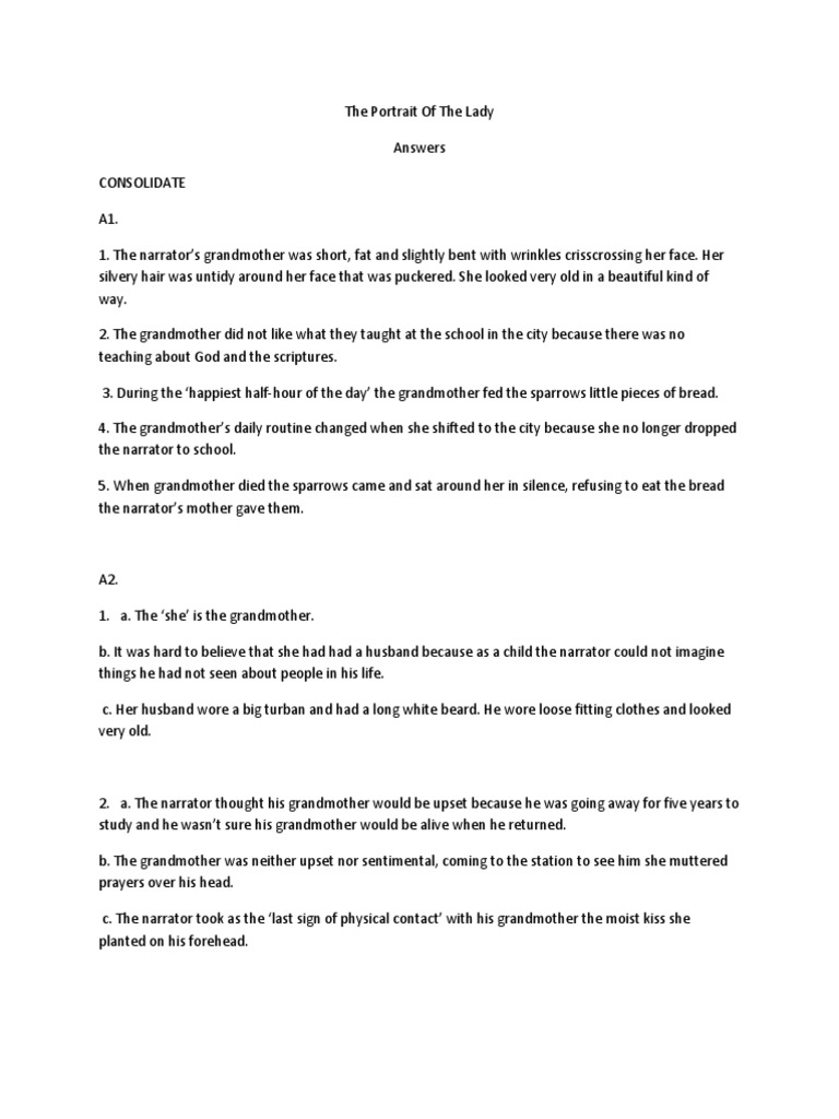 The Portrait of The Lady - Answers | PDF