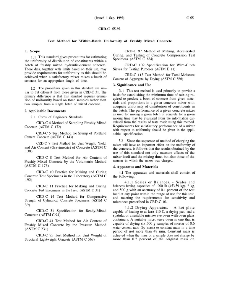 CRD c55 (1) Within Batch Uniformity FRSH Concrete PDF Concrete