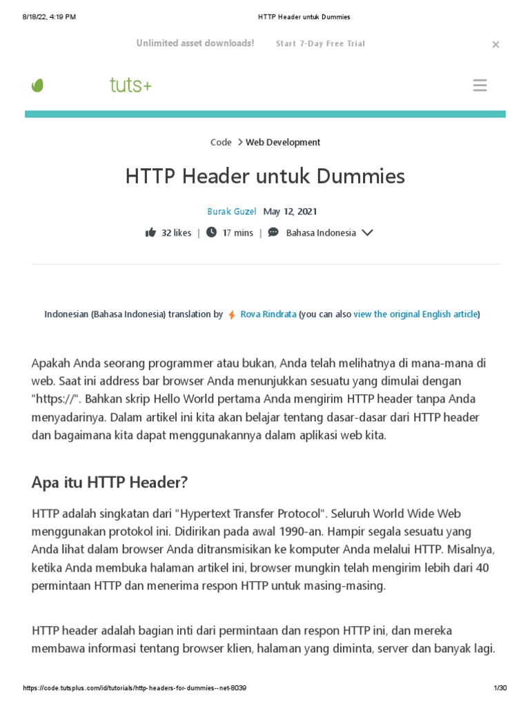 Panduan Dasar HTTP Header | PDF
