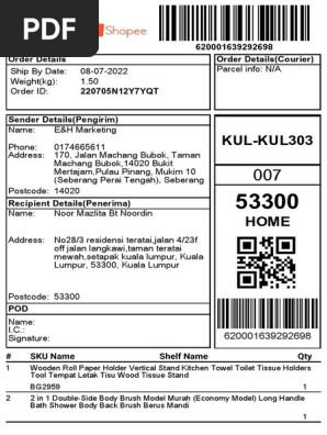 shipping label