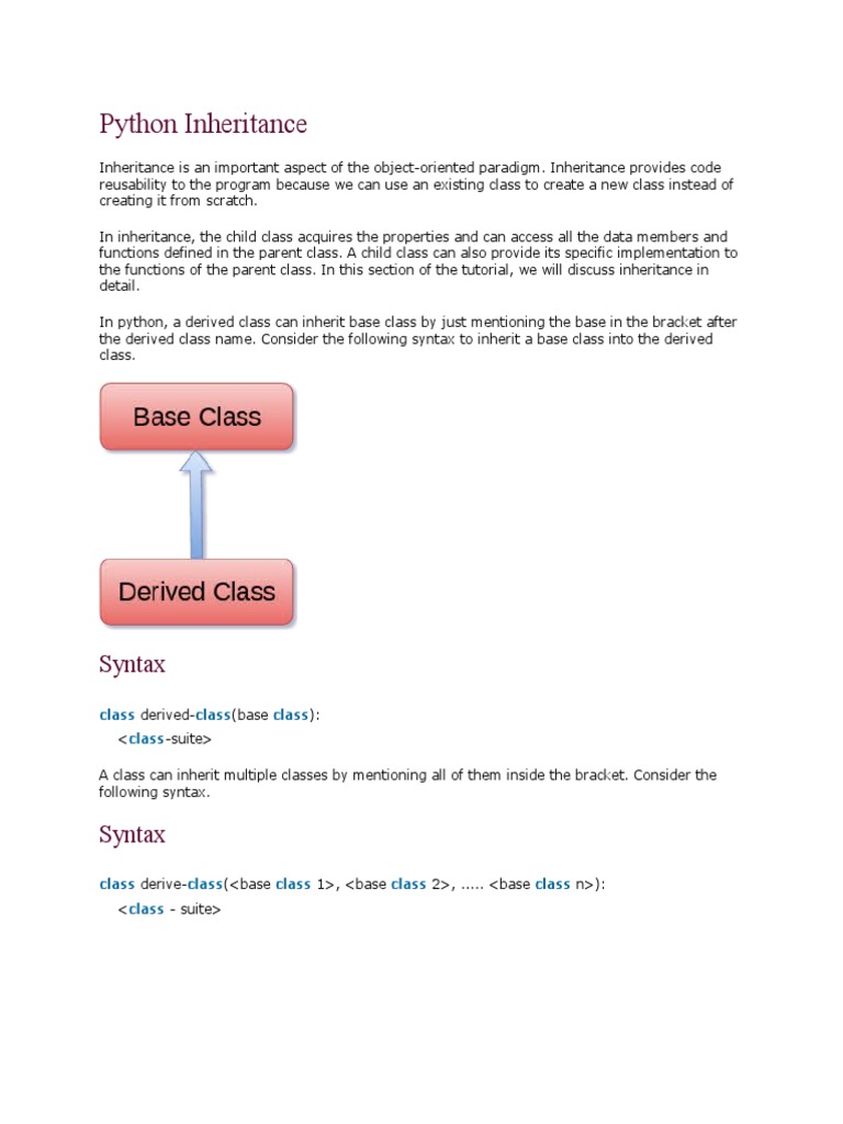 Python Inheritance: Syntax | PDF