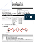 Safety Data Sheet: Lead-Acid Battery, Wet Electrolyte (Sulfuric Acid)
