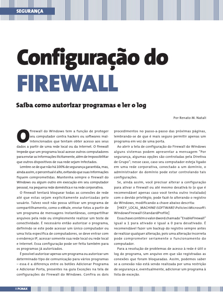 Configuração Do Firewall | PDF | Rede de computadores | Firewall ...
