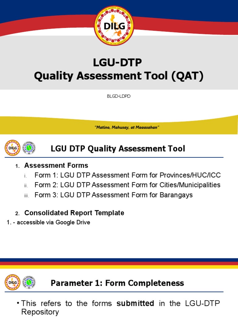 3 BLGD LGU DTP Quality Assessment Tool | PDF | Information Technology ...