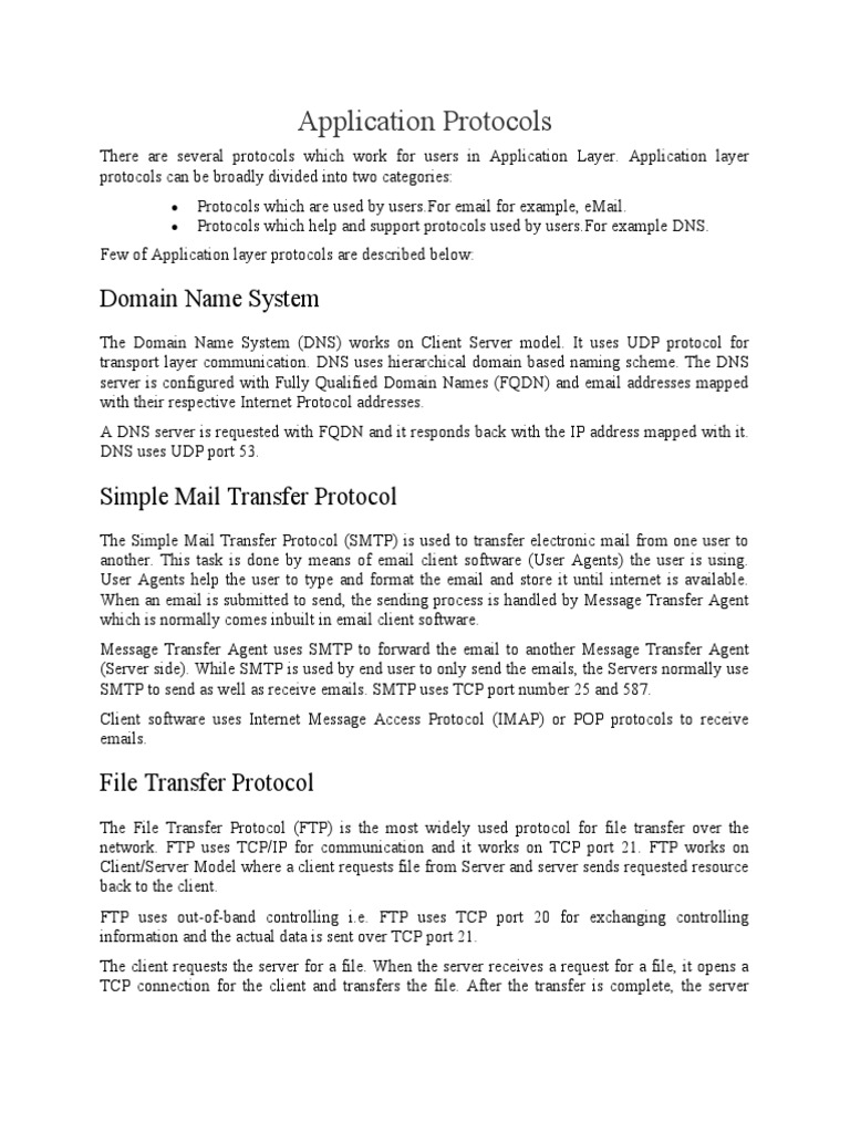 Application Protocols PDF Computer Network