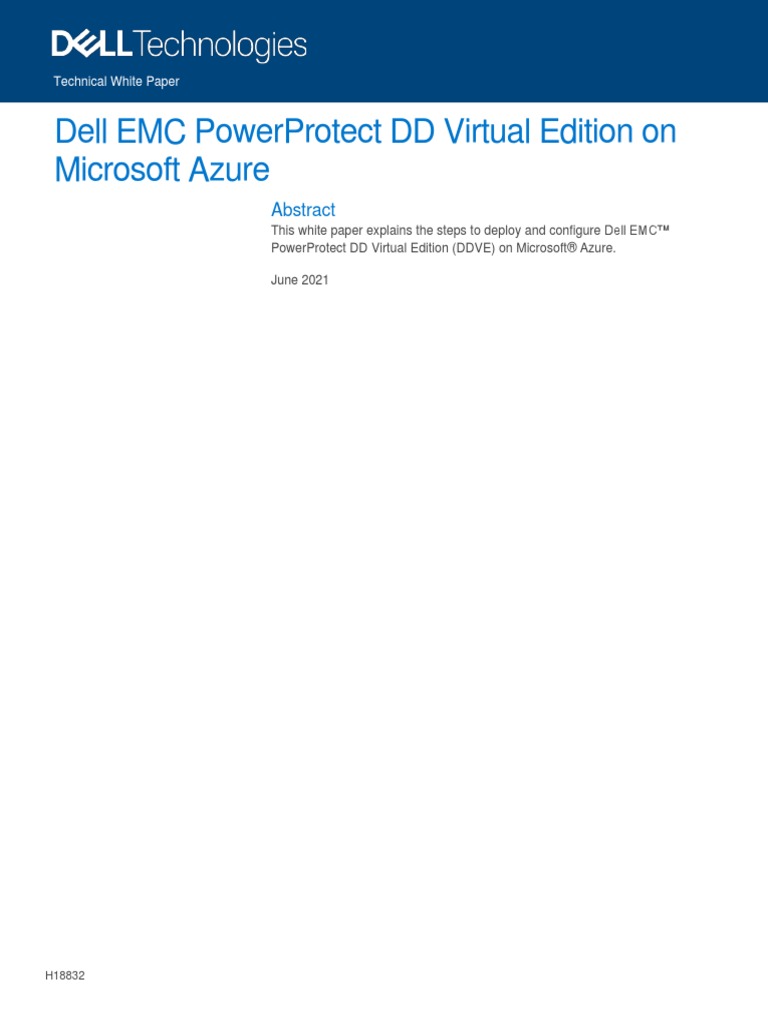 Dell Emc Powerprotect DD Virtual Edition On Microsoft Azure Technical