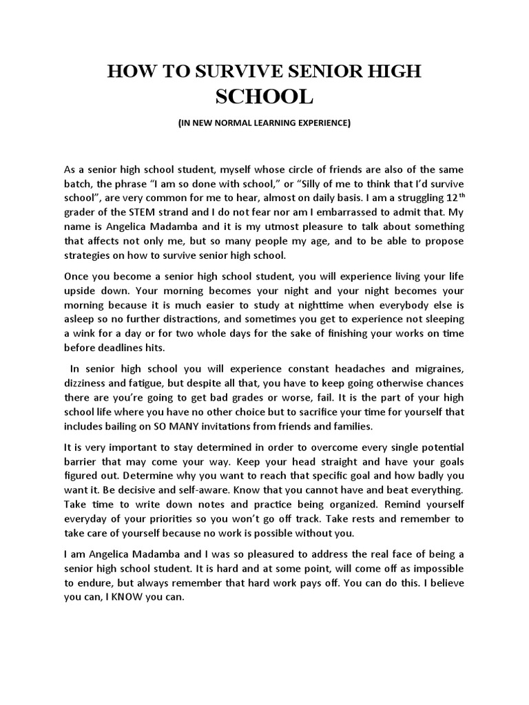School: How To Survive Senior High | PDF