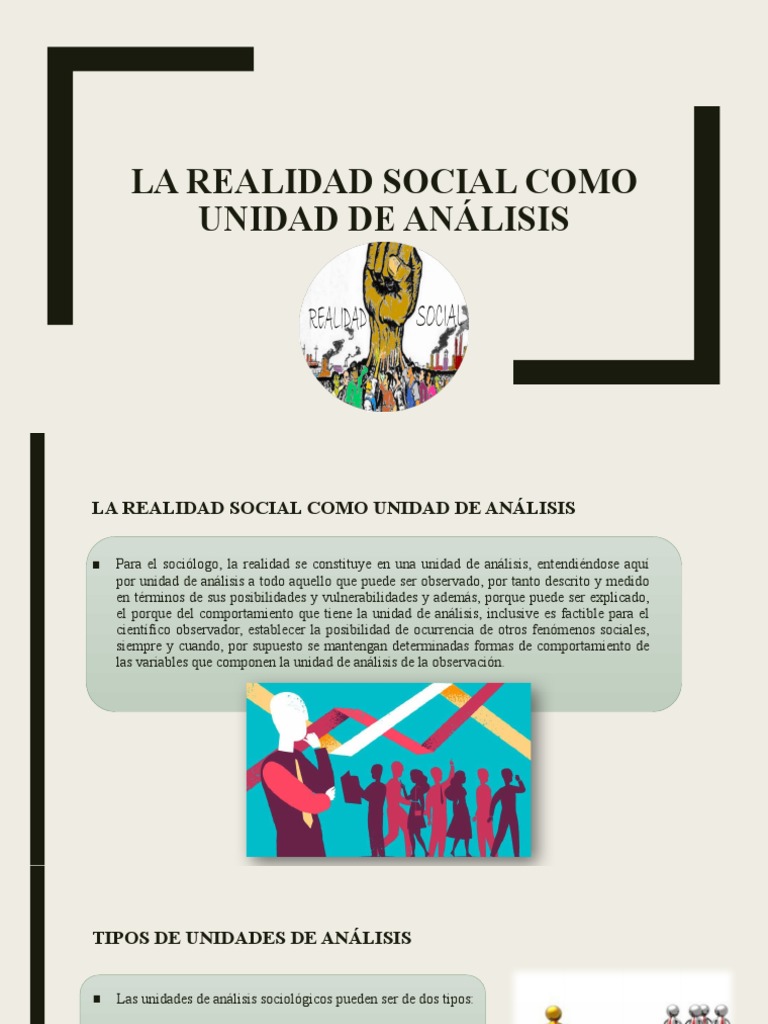 La Realidad Social como Unidad de Análisis | PDF | Sociología | Realidad