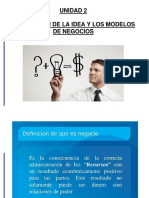 Generación de La Idea y Los Modelos de Negocios