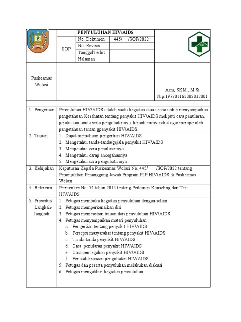 Sop Penyuluhan Hiv | PDF