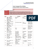 Korean Language Class Syllabus: King Sejong Institute, Korean Cultural Centre