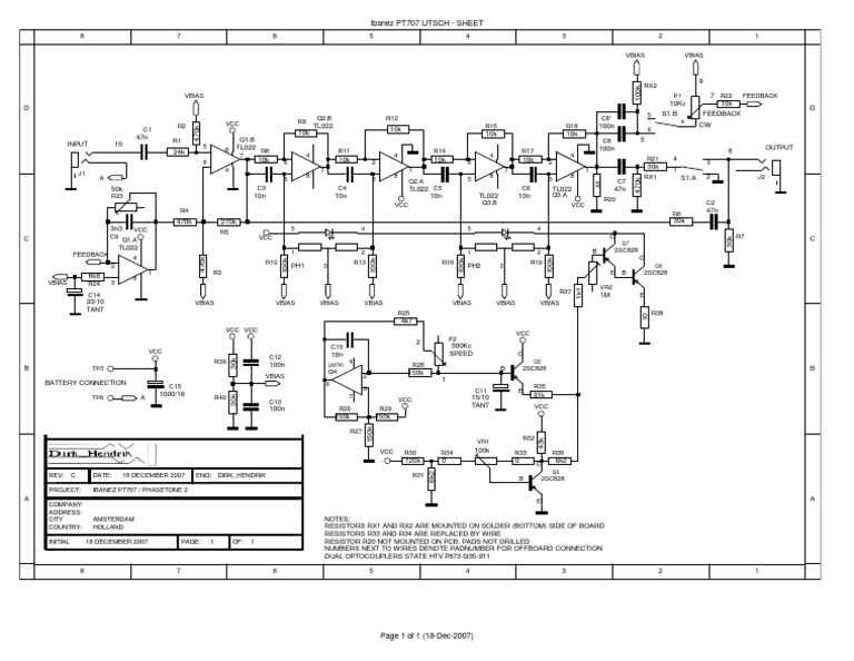 Ibanez PT707 Phase Tone II Schematic PDF Electrical Engineering