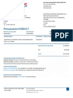 Presupuesto # S00117: Dirección de Facturación y Envío