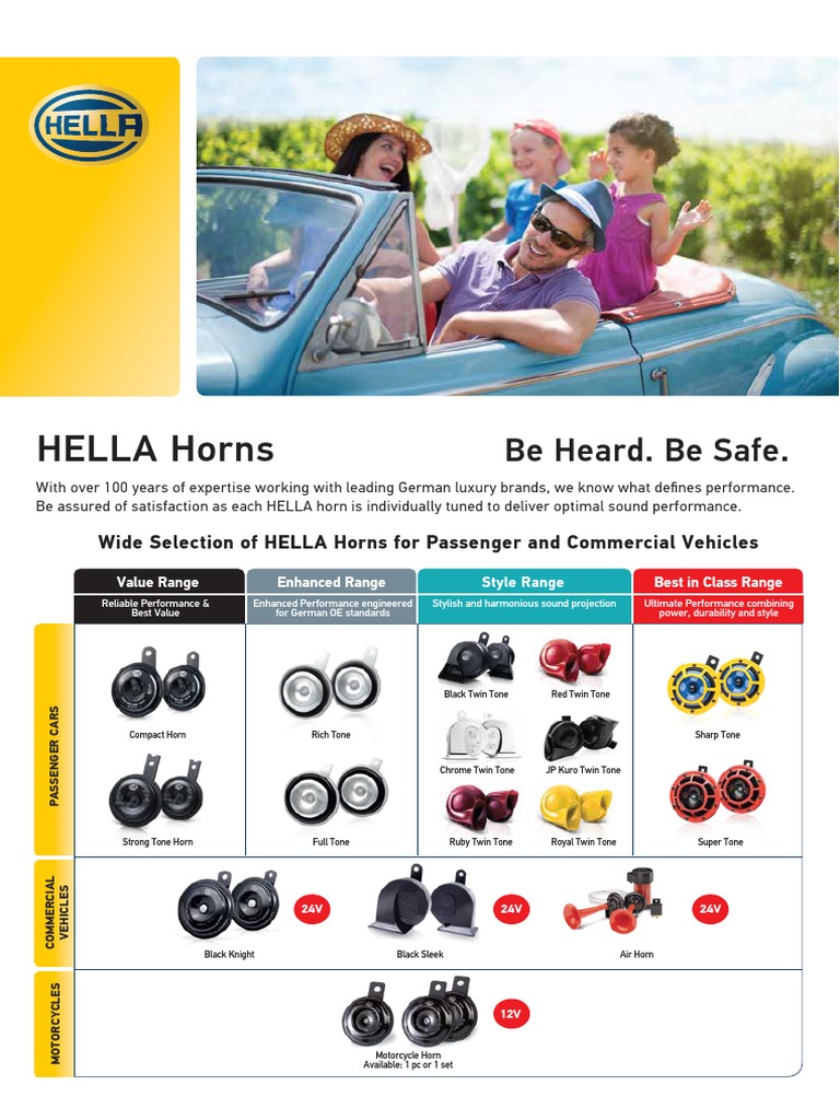 Hella Horns Be Heard. Be Safe PDF Hertz Decibel
