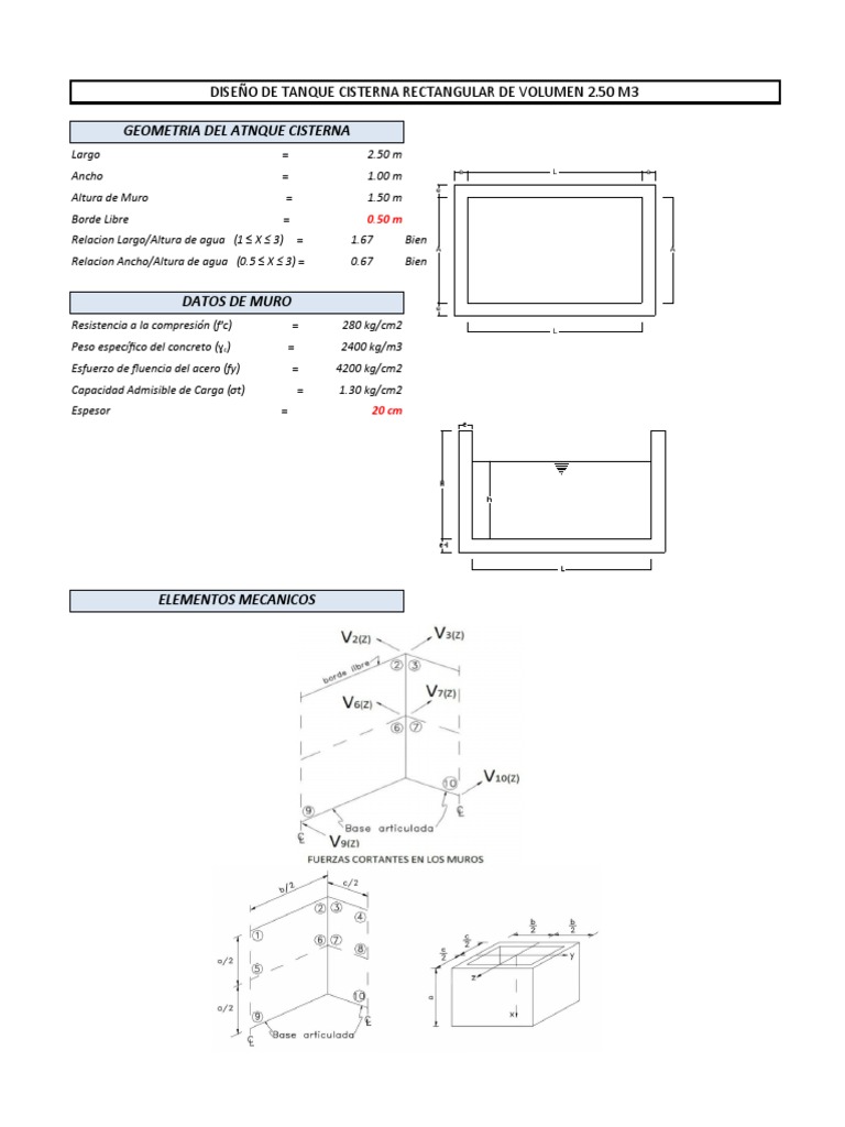Diseño de Tanque Cisterna Rectangular | PDF | Materiales | Mecánica de ...