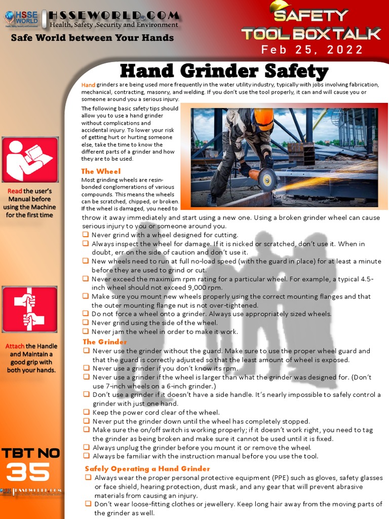 Hand Grinder Safety Guidelines | PDF | Grinding (Abrasive Cutting ...