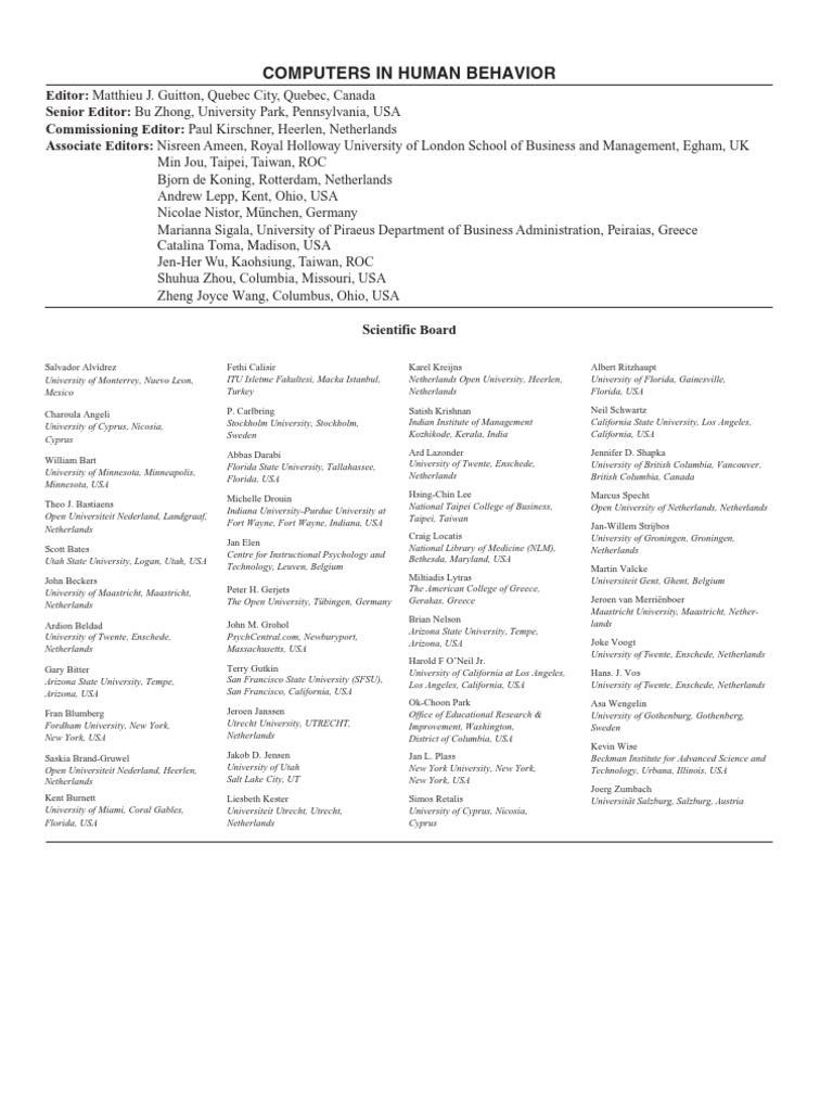 Editorial board 2022 computers in human behavior pdf