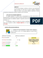 Lenguaje Coloquial y Lenguaje Algebraico