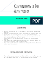 Codes & Conventions of Pop Music Videos