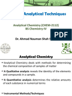 CHEM2112. Lecture 2. Classical Analytical Techniques.