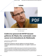 Exdirector General Del MTOP Durante Gobierno de Mujica Fue Contratado Como Asesor en La Intendencia de Maldonado La Diaria Uruguay