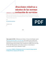 Nuevas Infracciones Relativas A Incumplimientos de Las Normas Sobre Tercerización de Servicios