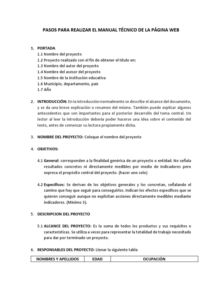 Pasos Para Realizar El Manual Técnico De La Página Web Pdf Página