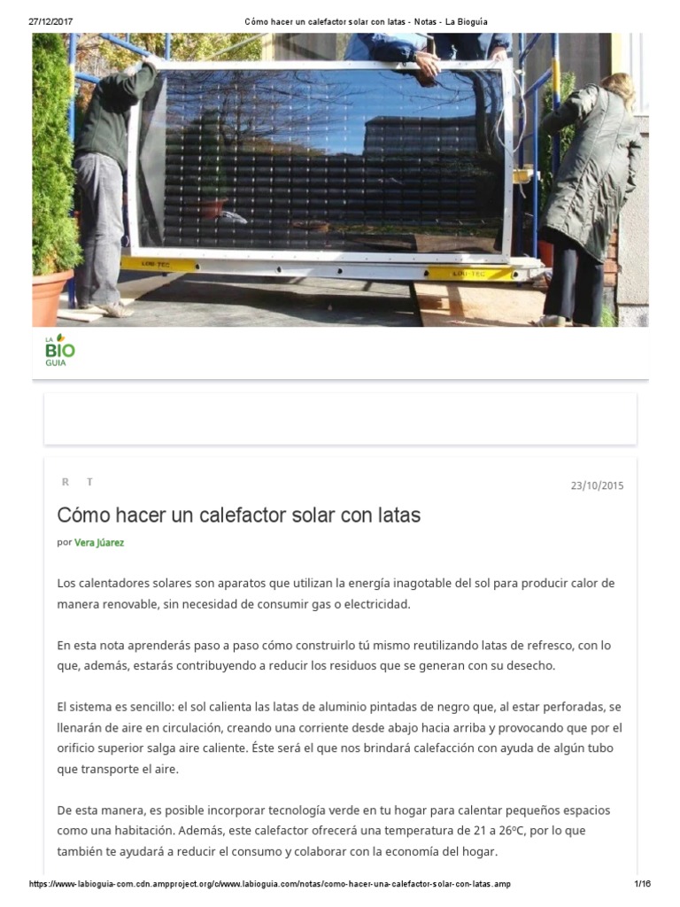 Cómo Hacer Un Calefactor Solar Con Latas | PDF | Naturaleza