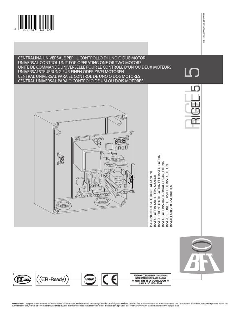 Manual BFT Rigel-5 | PDF