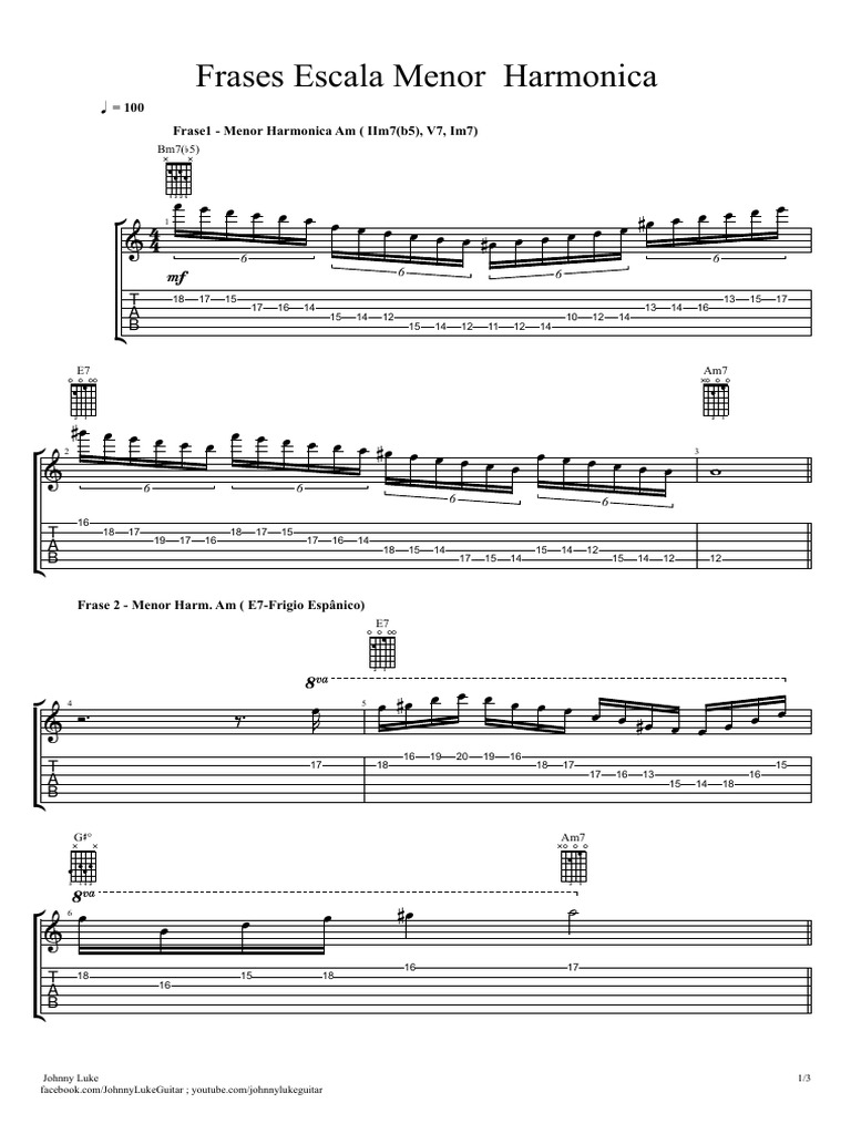 Frases Escala Menor Harmonica | PDF