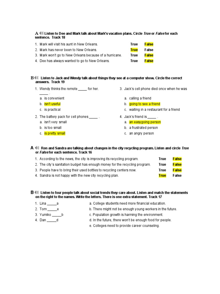 Listening and Reading Exercises | PDF | Empathy