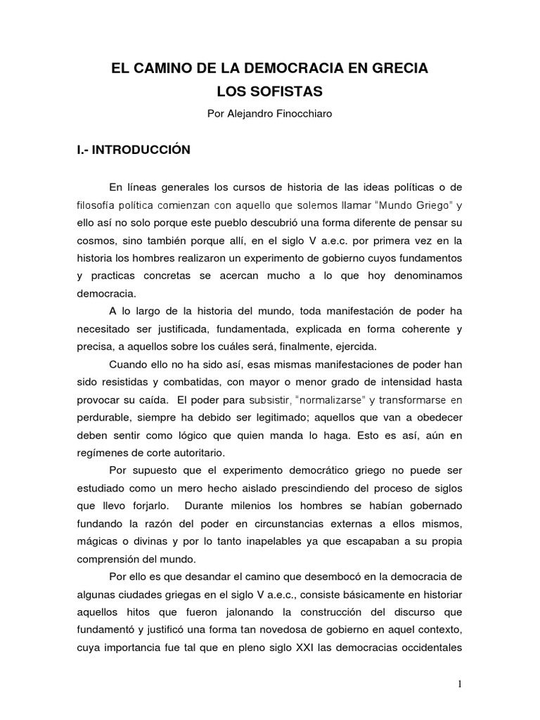Los sofistas y el camino hacia la democracia en la antigua Grecia | PDF ...