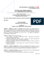 Ley Municipal 001 Del Ordenamiento Jurídico y Administrativo Municipal