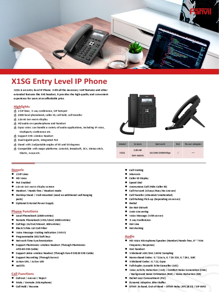 X1SG Entry Level IP Phone: Highlights | PDF | Session Initiation ...