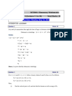 Spring 2021 MTH001: Elementary Mathematics Assignment No. 1 (Lectures # 1 To 10) Total Marks: 20