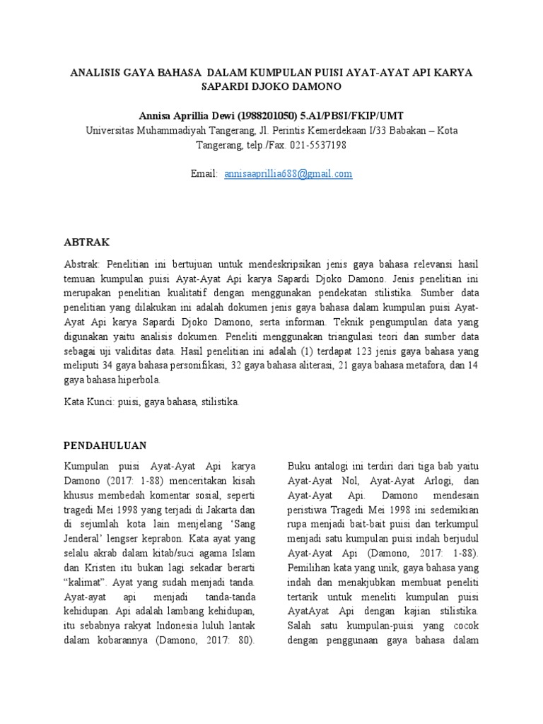Gaya Bahasa dalam Puisi Ayat-Ayat Api | PDF