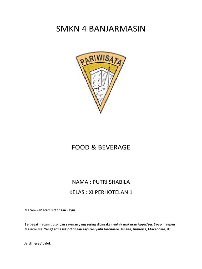 Macam-Macam Potongan Sayur (Garnish) | PDF