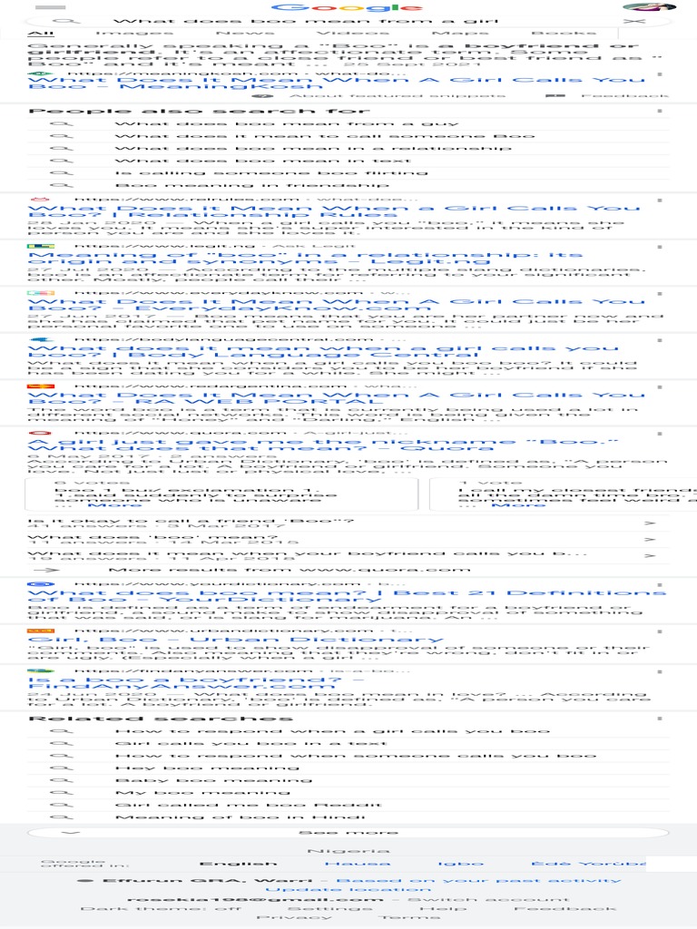 What Does Boo Mean From A Girl Google Search PDF Linguistics