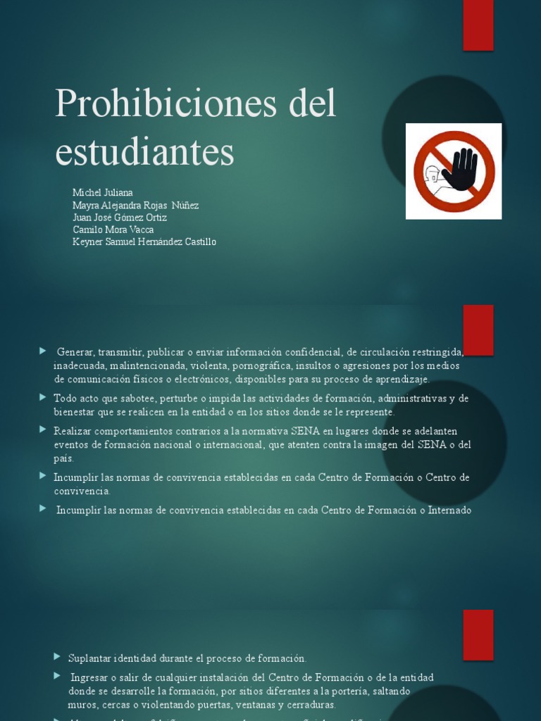 Prohibiciones Del Estudiantes, Espero Les Sirva | PDF | Negocios