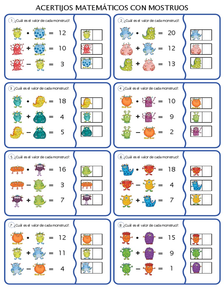 Acertijos Matemáticos con Monstruos | PDF