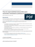 Visa de Responsabilidad Democrática Para Nacionales Venezolanos (Solicitud en El Exterior)