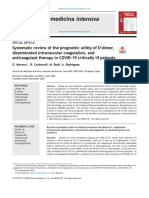 Revisión Sistemática Sobre La Utilidad Pronóstica Del Dímero-D, Coagulación Intravascular Diseminada y Tratamiento Anticoagulante en Pacientes Graves Con COVID-19